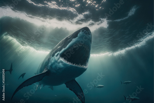 Megalodon: The Giant Prehistoric Shark in 4K HD Generative AI