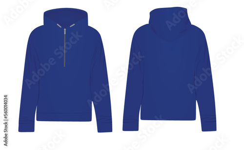 Blue zipper hoodie. vector illustration