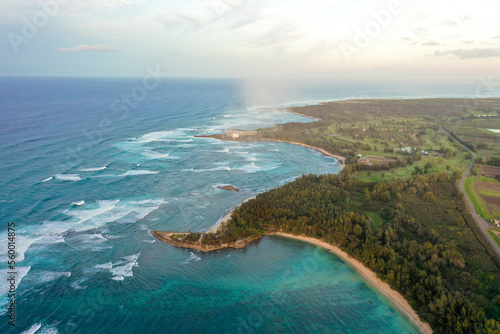 breathtaking bird's eye view of the coast. North shore of Oahu island © SIARHEI