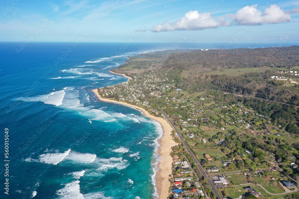  breathtaking bird's eye view of the coast. North shore of Oahu island