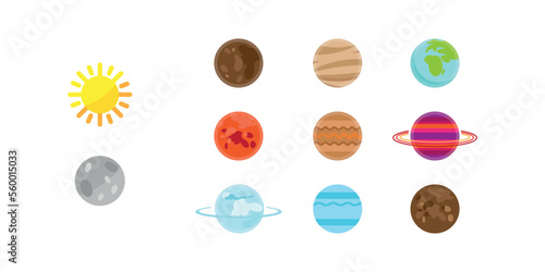 Solar system planets. Planets fictional drawing. 