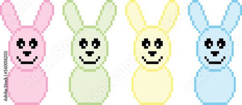 Rabbit pixel art vector illustration. rabbit image or clip art.	