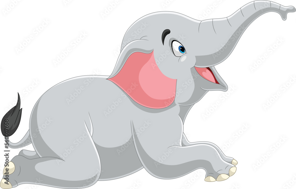 Obraz premium Cute elephant cartoon lying down