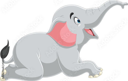 Cute elephant cartoon lying down