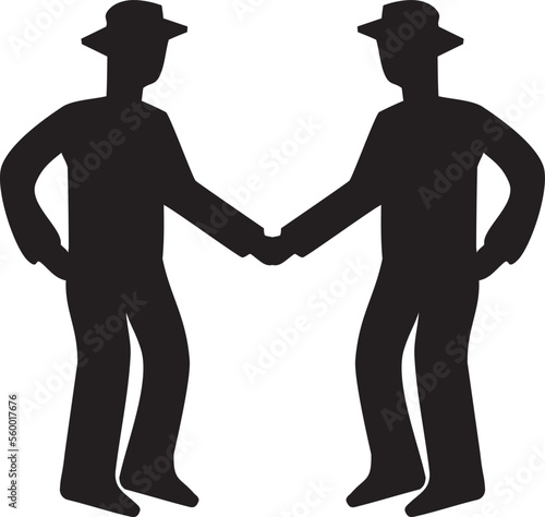 握手をする二人の男性のシルエット