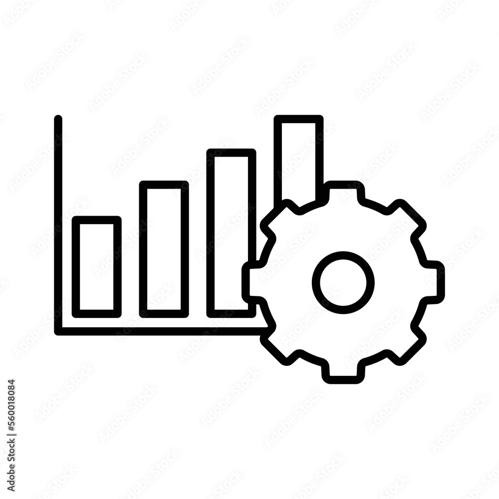Gear icon illustration with chart. icon related to project management. line icon style. Simple vector design editable Gear icon illustration with chart. icon related to project management. line icon style. Simple vector design editable