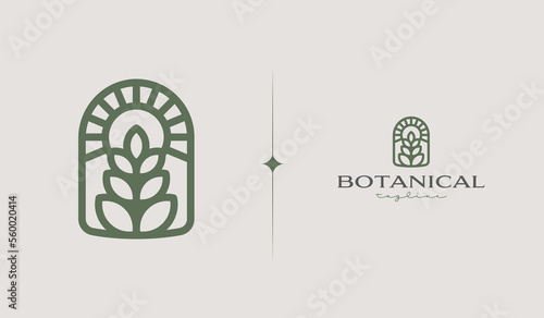 Botanical Monoline Logo. Universal creative premium symbol. Vector sign icon logo template. Vector illustration