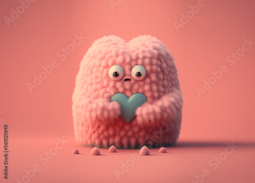 Cute fluffy Valentine monster photo