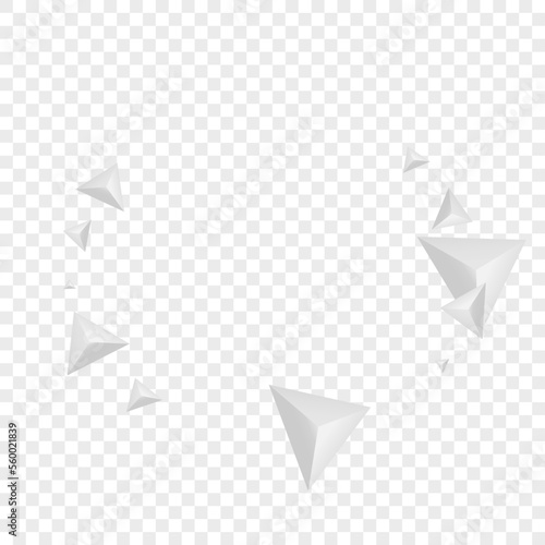 Grizzly Fractal Background Transparent Vector. Element Shatter Banner. Gray Render Card. Triangle Effect. Silver Shard Backdrop.