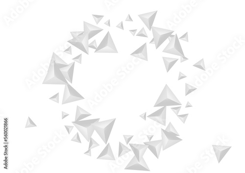Gray Triangular Background White Vector. Triangle Volume Card. Grizzly Modern Texture. Element Clean. Silver Origami Illustration.