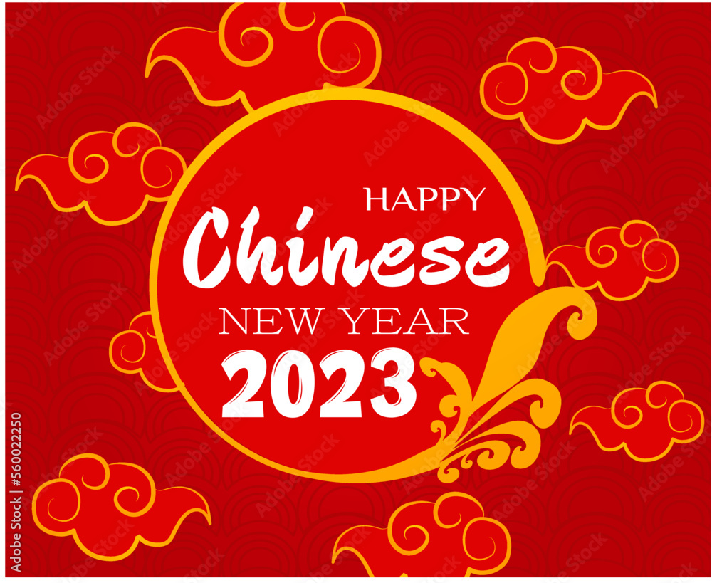 Happy Chinese new year 2023 year of the rabbit Design Vector Abstract Illustration With Red Background