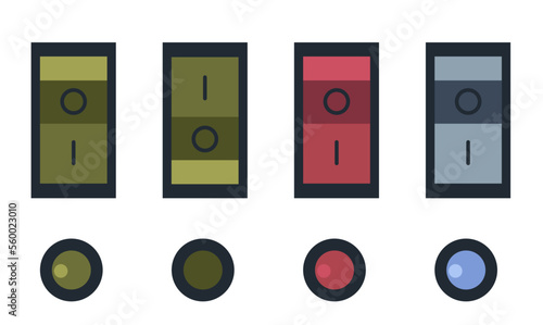 Buttons for on and off, switcher or laver vector
