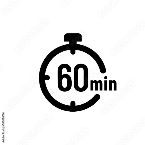 60 minutes timer or 60 minutes stopwatch icon on white background. 60 minutes timer, stopwatch or countdown icon. Time measure. Chronometr icon. Best 60 minutes icon vector.
