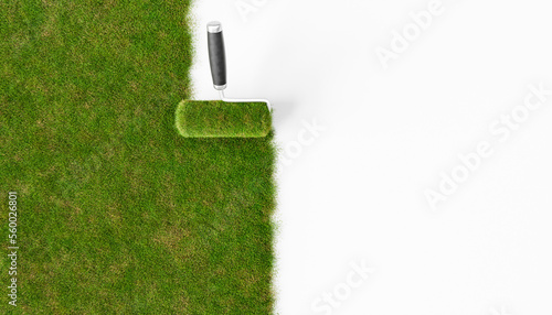 paint roller creating grassy lawn