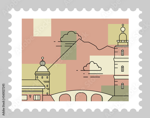 Italian landscape with architecture, poscards