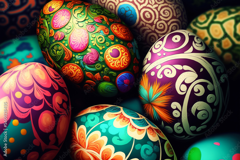 Photo & Art Print Close-up of painted eggs with floral patterns, easter eggs for easter celebratio, Lukas Juszczak photo-art-print-close-up-of-painted-eggs-with-floral-patterns-easter-eggs-for-easter-celebratio-lukas-juszczak