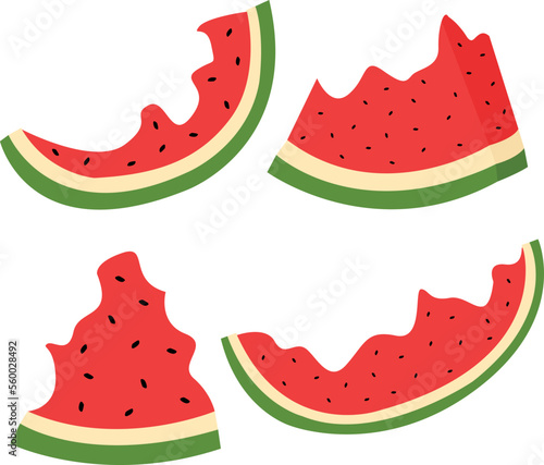 Bite watermelon slices vector