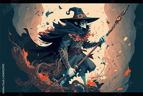 Fotomurale Dark wizard fantasy illustration