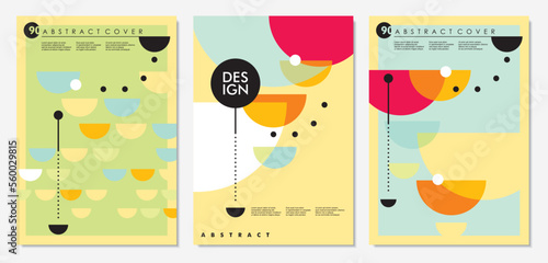 Abstract document template designs set. Modern composition of geometric shapes and design elements. Vector pattern.