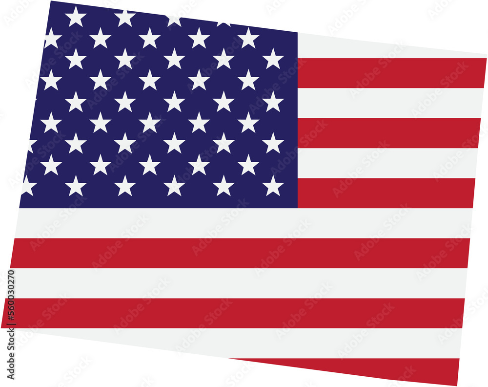 Naklejka premium outline drawing of wyoming state map on usa flag.