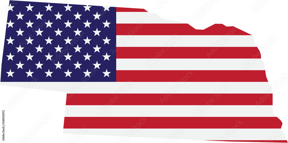 Naklejka premium outline drawing of nebraska state map on usa flag.