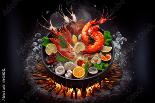 Energetic Boiled Seafood on ice - King Crab