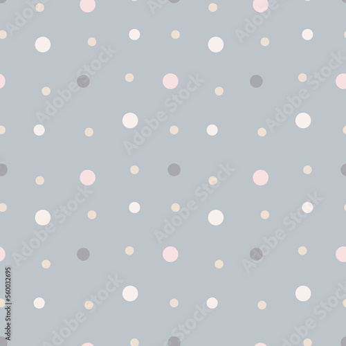 Seamless vector pattern with polka dots. Small repeating pattern on a light gray pastel background