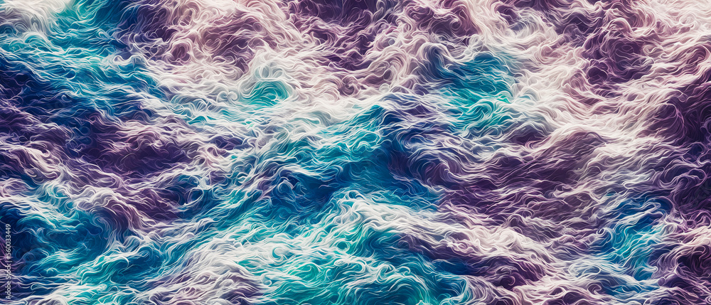 Fototapeta premium Twisted textures of waves and ribbons in majestic colors, abstract. Generative AI