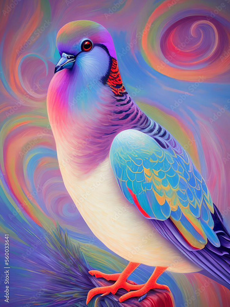 Majestic bird standing proudly against a colorful backdrop. Generative AI