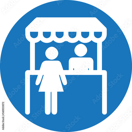Booth icon, information booth icon blue vector