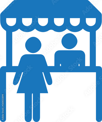 Booth icon, information booth icon blue vector