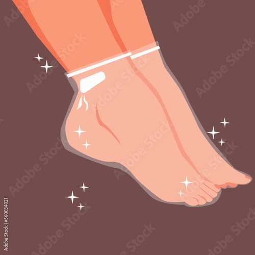 Beautiful female legs. Concept of Foot mask. Beauty salon. Vector hand drawn illustration