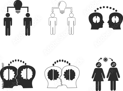 Knowledge transfer icon set, information transfer icon set black vector