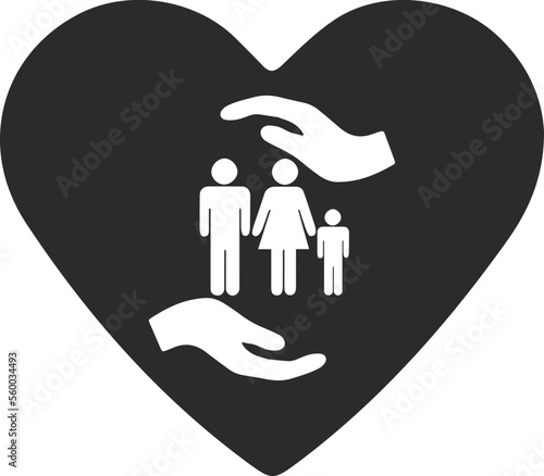 Life insurance icon, health insurance icon black vector