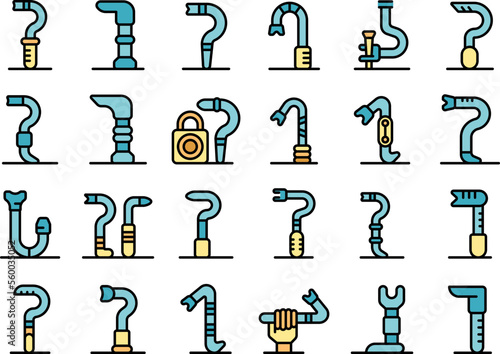 Crowbar icons set outline vector. Breaking burglar. Tool bar color flat