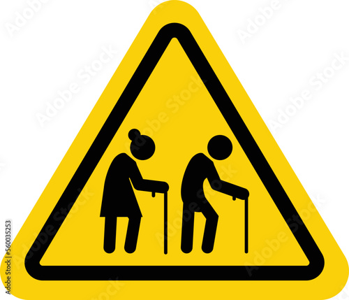 Aged sign. Elderly people crossing traffic symbol. flat style.