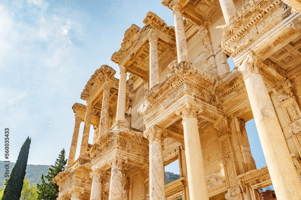 View of the the Library of Celsus in Ephesus (Efes).
