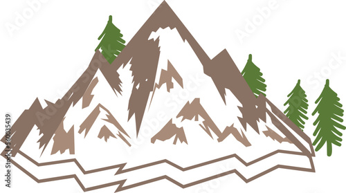 Mountain icon, mount hill icon vector