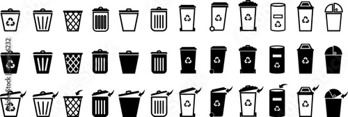 Trash can vector icon set.Bin and trash can png icons.Recycle bin.Vector trash can symbol.Garbage tank.Wastebasket.Dustbin icon.Delete.