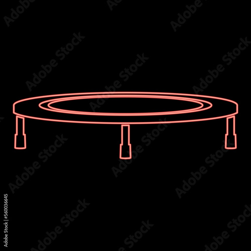Neon trampoline jumping for bounce red color vector illustration image flat style