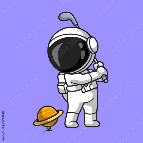 Cute Astronaut Playing Golf Planet Cartoon Vector Icon
Illustration. Sport Science Icon Concept Isolated Premium
Vector. Flat Cartoon Style
