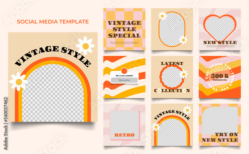 Valokuva social media template banner fashion sale promotion in vintage yellow orange color
