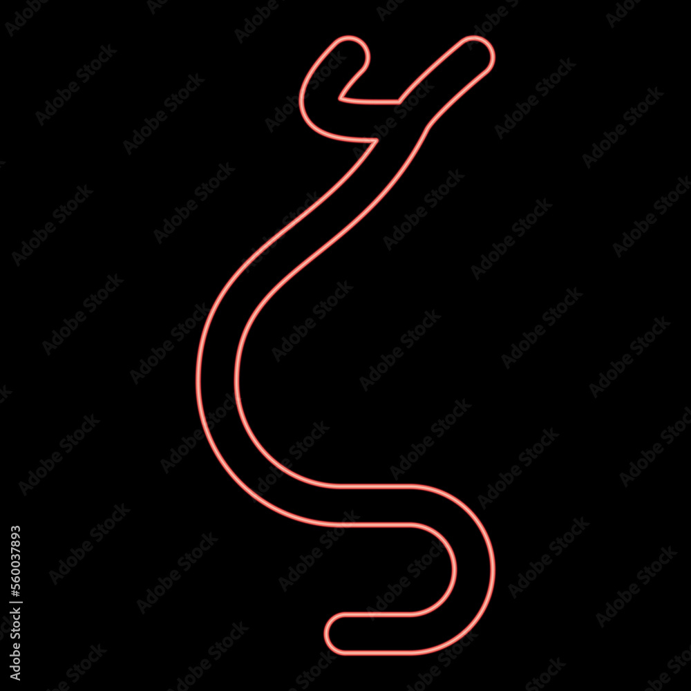 Fototapeta premium Neon zeta greek symbol small letter lowercase font red color vector illustration image flat style