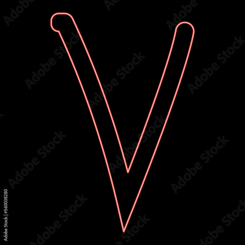 Neon nu greek symbol small letter lowercase font red color vector illustration image flat style