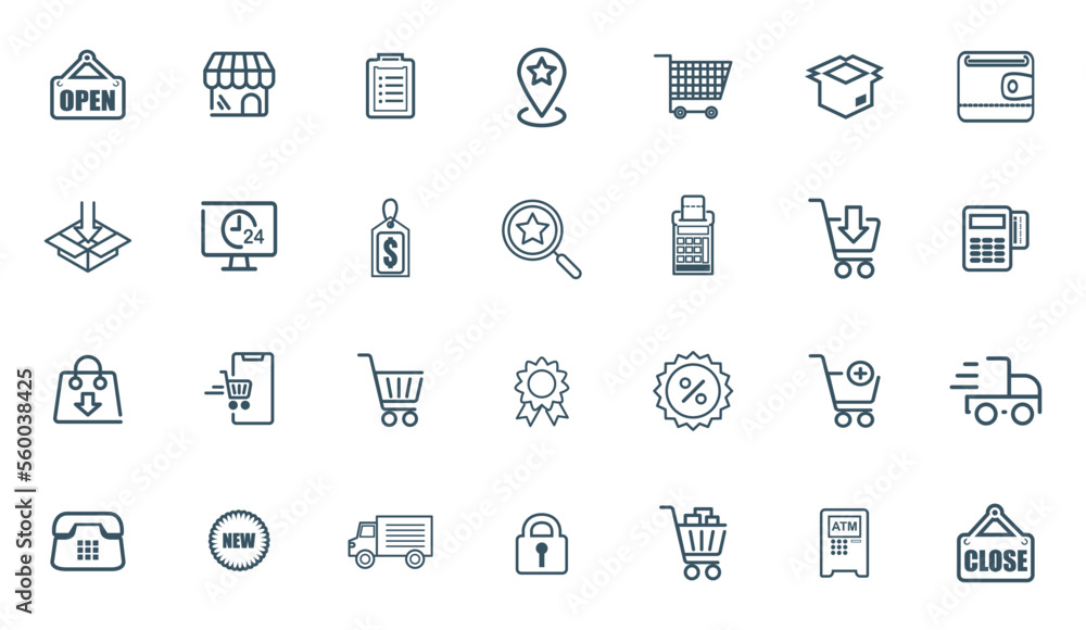 shopping mall icon set design. shopping mall icon set design.