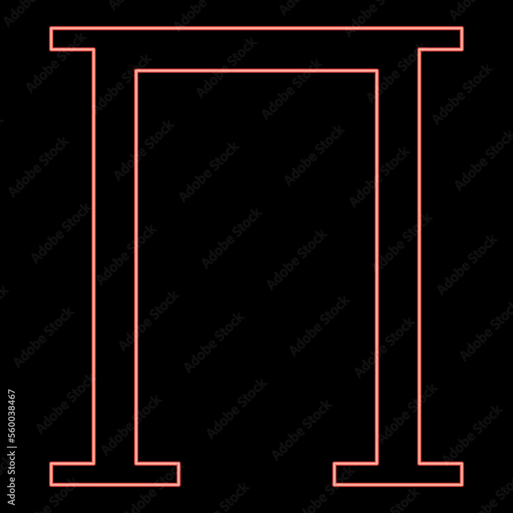 Neon pi greek symbol capital letter uppercase font red color vector illustration image flat style Neon pi greek symbol capital letter uppercase font red color vector illustration image flat style