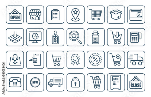 shopping mall icon set design.