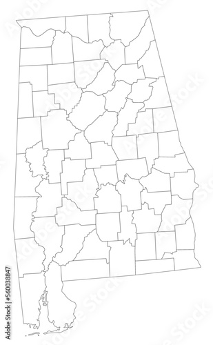 Highly detailed Alabama blind map.