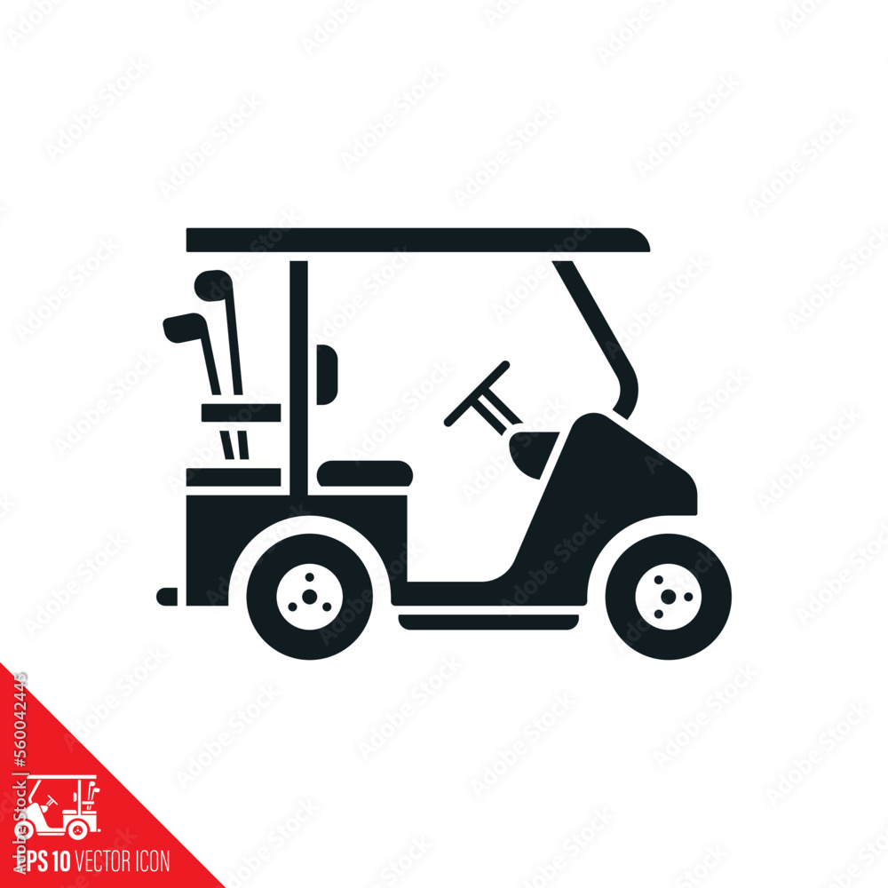Golf cart vector glyph icon