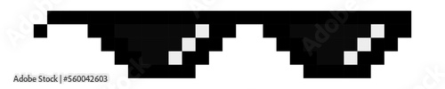Thug life meme. Pixel fun glasses. Like a boss prank. Vector illustration
